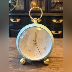 Tiffany Blue with Gold Accents Table Clock